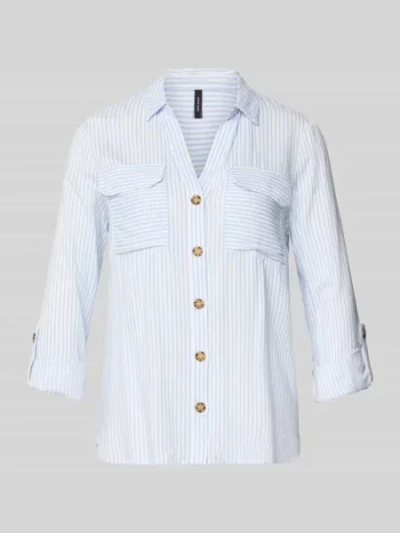 Bluzka koszulowa o kroju relaxed fit z czystej model ‘BUMPY’ Vero Moda niebieska