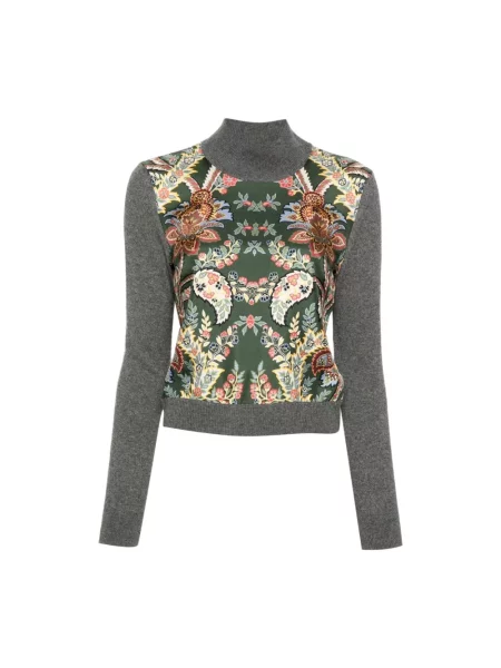 Sweter Etro wełniany z nadrukiem z wzorem paisley