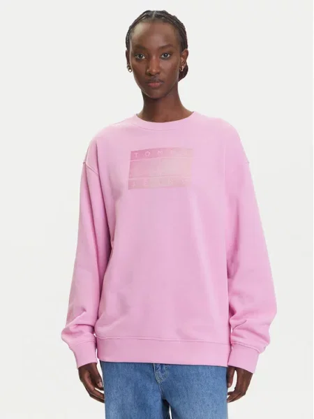 Tommy Jeans Majica dugih rukava Gradient Flag ružičasta