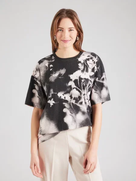BOSS Tricou Easie negru amestecat alb