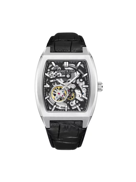 Kenneth Cole Analogové hodinky Automatic watch Automatic Leather Curve' černá