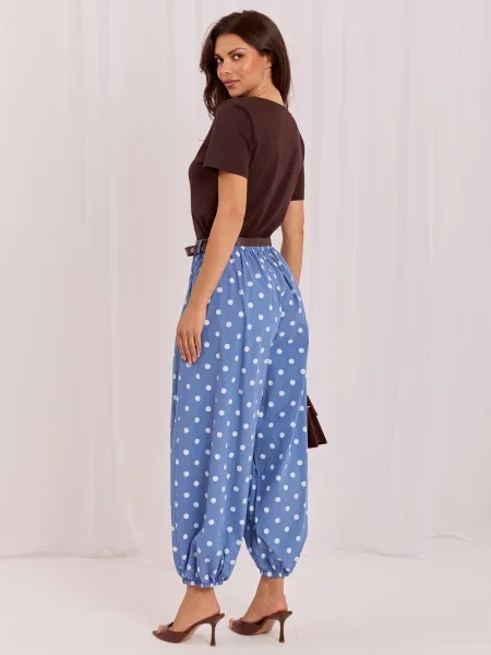 Pantaloni Italy Moda cu cordon albastru