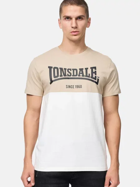 LONSDALE Tricou Sandscove nisipiu / negru alb