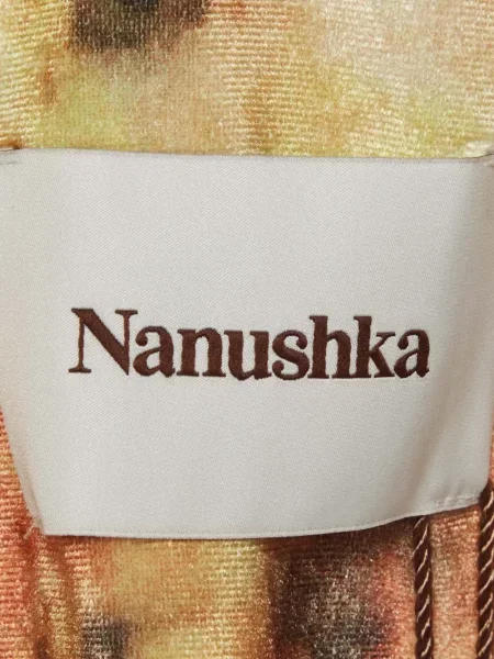 Gėlėta raštuota mini suknelė Nanushka oranžinė