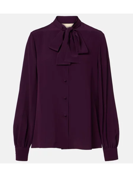 Bluză Valentino de mătase cu legături violet