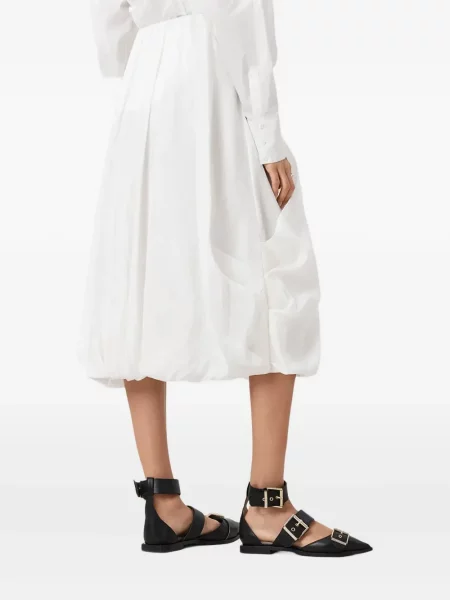 Fustă midi Allsaints drapată până la genunchi alb