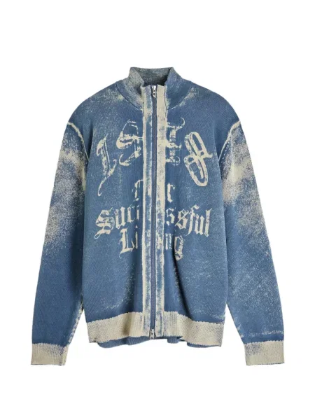 Cardigan Diesel cu imagine albastru