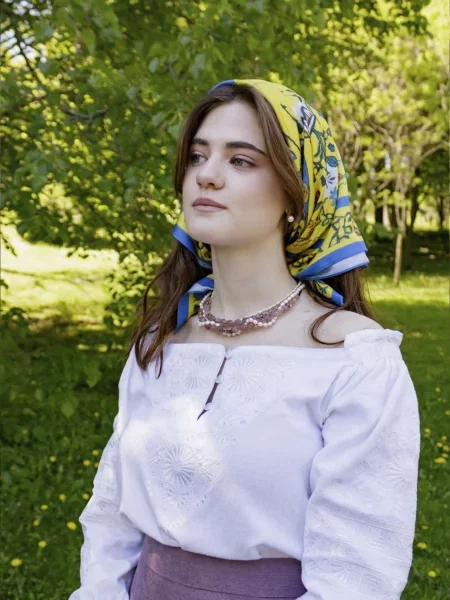 MyScarf Хустка Синьо-жовтий Шовк жовта