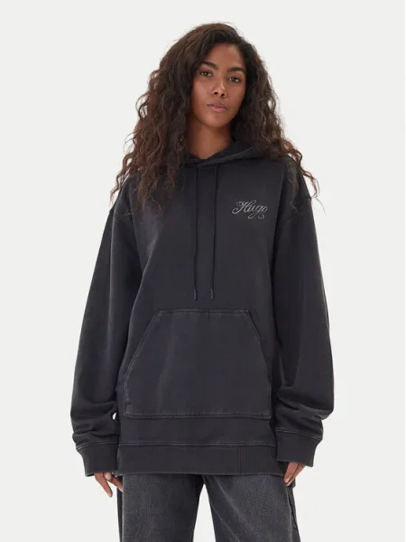 Суичър с качулка Hugo с качулка с апликация черно