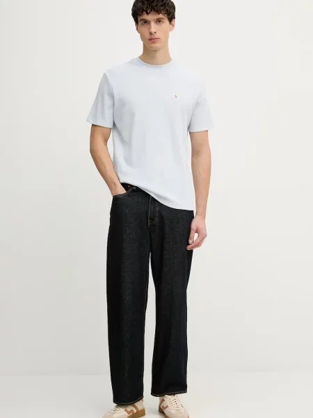 Calvin Klein Jeans kratka majica z bombažem modra