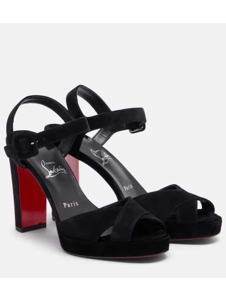 Велурени сандали Christian Louboutin черно