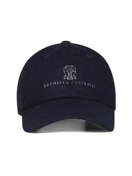 Czapka z daszkiem Brunello Cucinelli wełniana niebieska