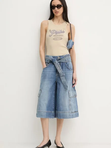 Pinko pantaloni scuți cargo damă din denim albastru
