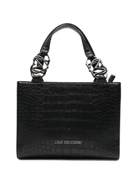 Geantă shopper Love Moschino cu autograf negru
