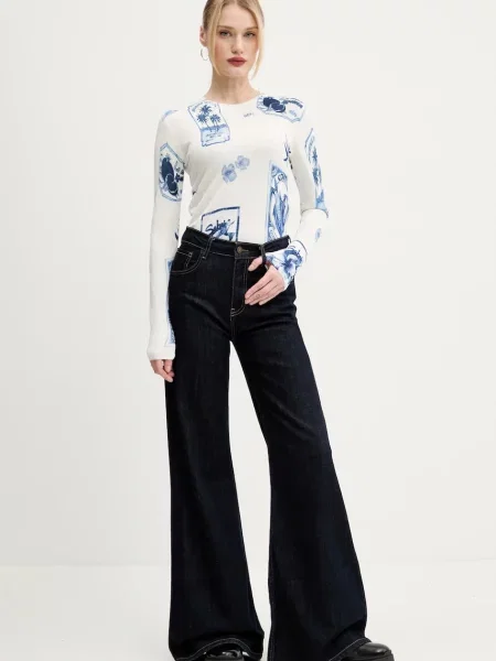 Светр з домішкою льону Desigual TAMPERE легкий білий