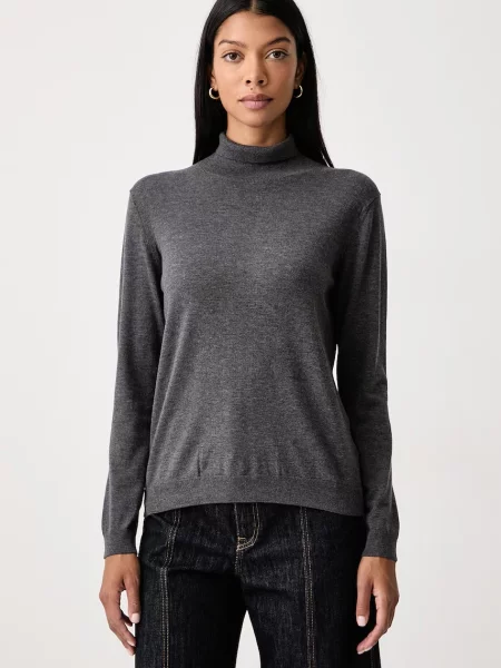 Weekend Max Mara pulover cu guler înalt pentru femei cu amestec de mătase WKDKIKU gri