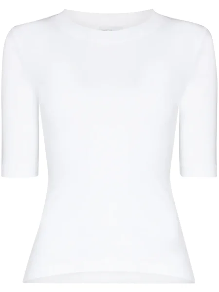 Top Rosetta Getty z okrągłym dekoltem z półrękawem biały