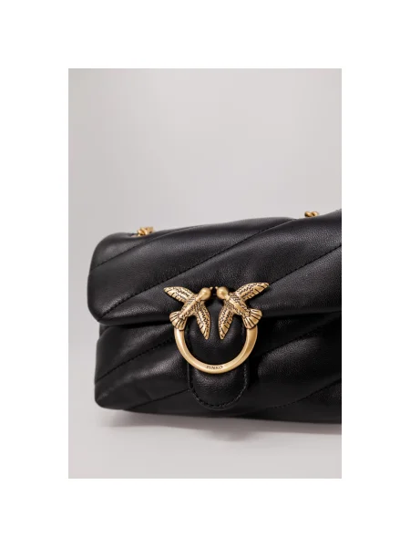 Pinko crossbody kabelka dámska kožená čierna