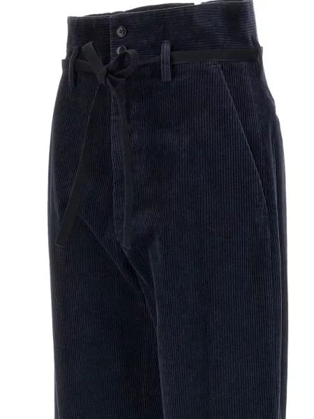 Cu centură pantaloni Barena de catifea cord albastru