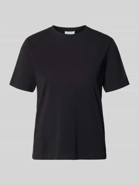T-shirt z okrągłym dekoltem model NORA' Vila czarna