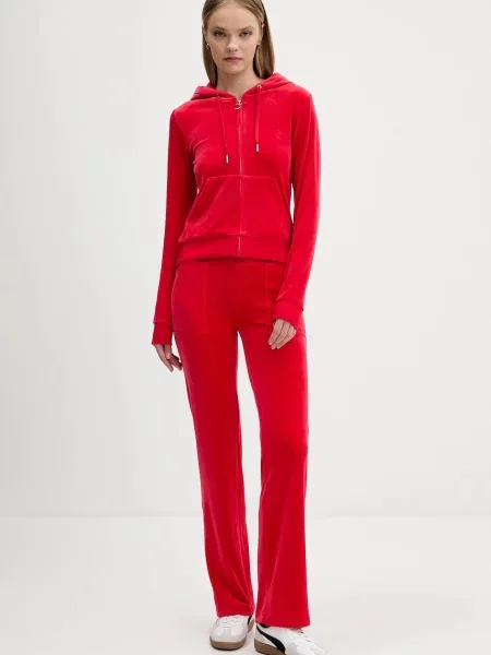 Juicy Couture spodnie dresowe DEL RAY POCKETED PANT gładkie czerwony
