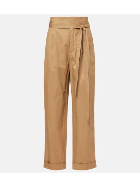 Pantaloni Saint Laurent plisate din poplin bej