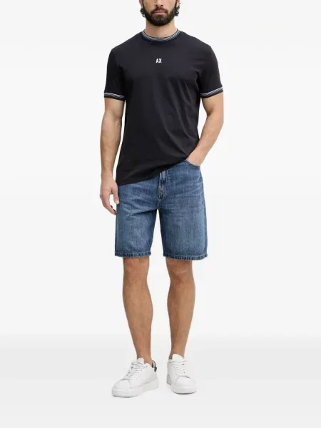 Csíkos póló Armani Exchange autogrammal kék