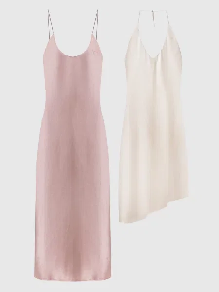 Сукня подвійної конструкції з вишивкою монограми Vetements рожева