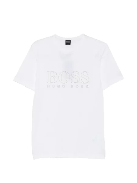 Tricou Boss cu autograf alb