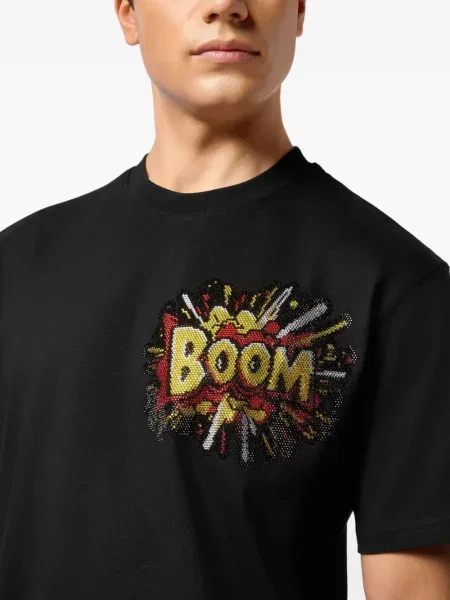 Tricou Philipp Plein cu mărgele negru