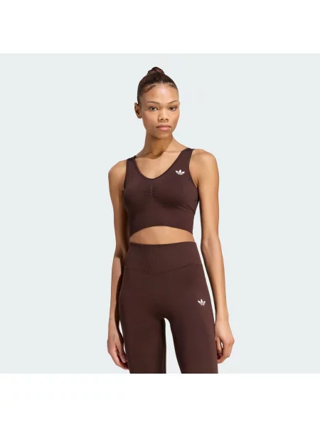Adidas Športová podprsenka Essentials Seamless Bralette hnedá