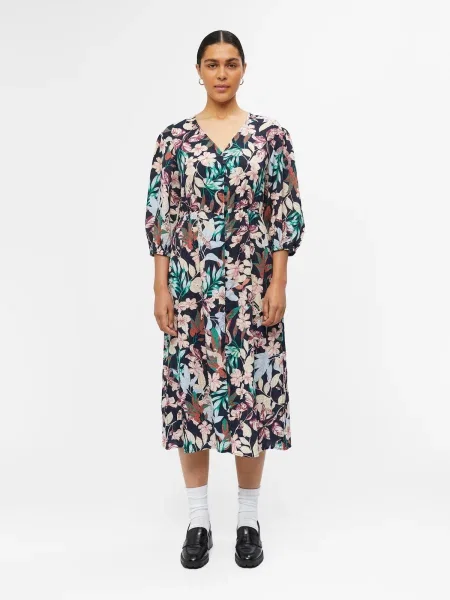 OBJECT Rochie tip bluză PARIS albastru aqua / verde / rosé negru