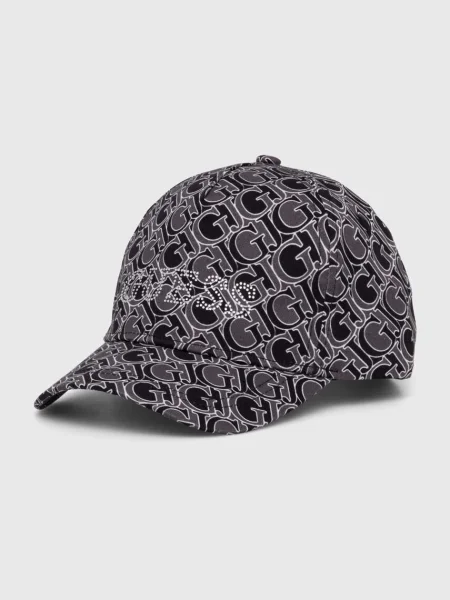 Детска шапка с козирка Guess с десен черно