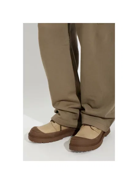 Botki Birkenstock sznurowane skórzane beżowe