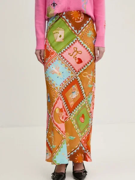 Never Fully Dressed spódnica maxi prosta pomarańczowy