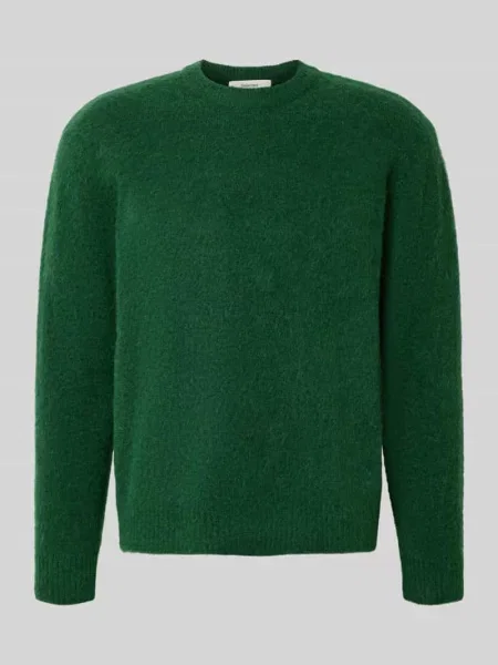 Sweter o kroju relaxed fit z dzianiny z dodatkiem wełny model ‘RAI BRUSHED’ Selected Homme zielony