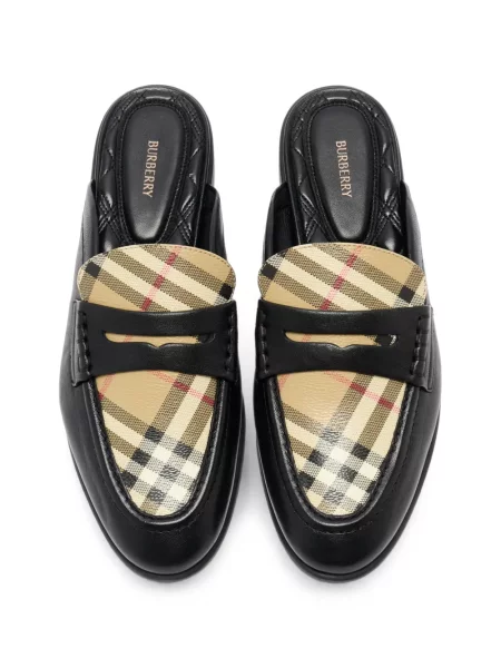 Δερμάτινα kαρό mules Burberry μαύρο