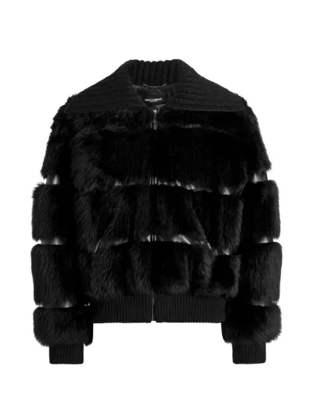 Geacă bomber Dolce & Gabbana cu blană negru