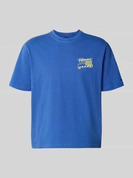 T-shirt o kroju regular fit z czystej bawełny model Tommy Jeans niebieska