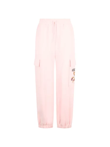 Pantaloni cargo Moschino cu imagine alergare roz