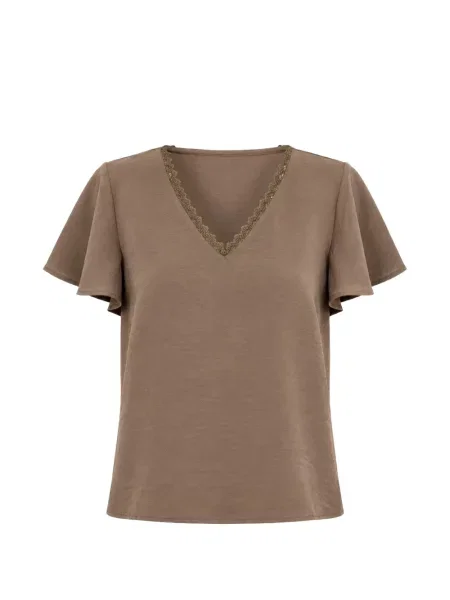 Tricou Molly Bracken din dantelă maro