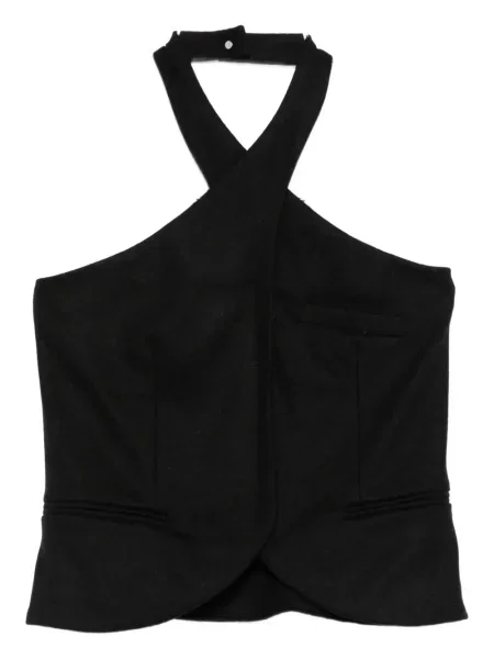 Top Giorgio Armani cu gât halter negru