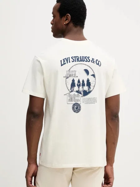 Тениска Levi's с принт бежово
