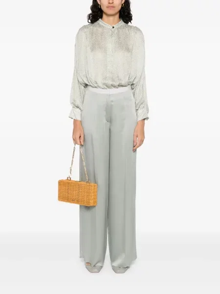 Pantaloni Forte_forte din satin gri