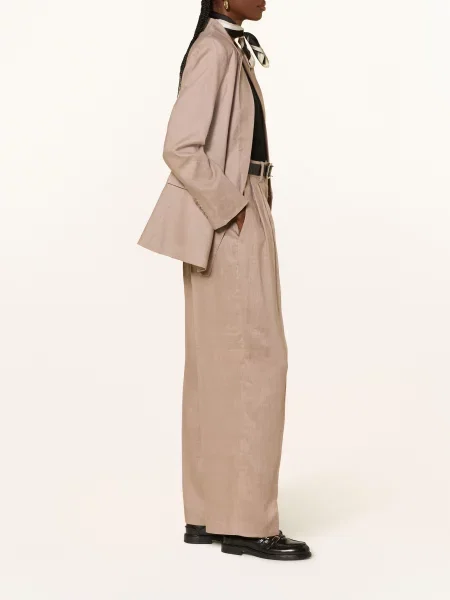 Mrs & Hugs Spodnie Z Lnu Typu Marlene beige beżowe