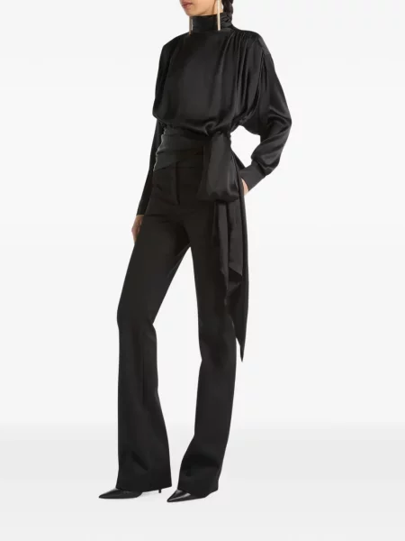 Bluză Balmain din satin cu legături negru