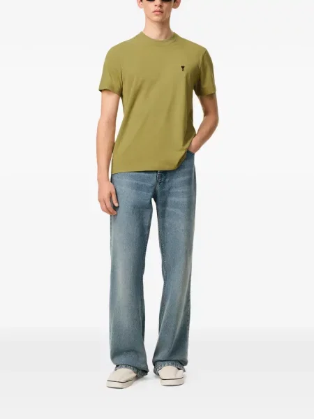 Tricou Ami Paris cu broderie verde