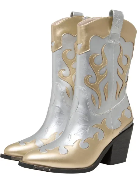 BUFFALO Kovbojské boty zlatá / stříbrná