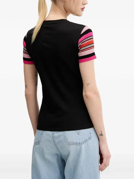 Tricou Desigual cu dungi negru