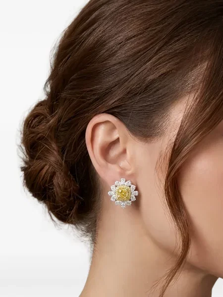 Cercei Hyt Jewelry cu model floral galben